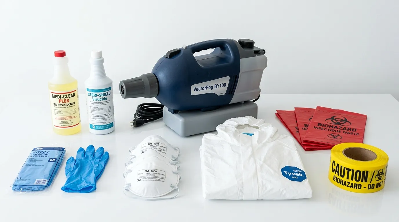 Professional biohazard remediation crew working in Alton