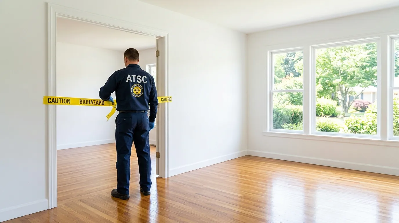 Certified biohazard cleanup crew performing Trauma Scene Cleanup in Alton